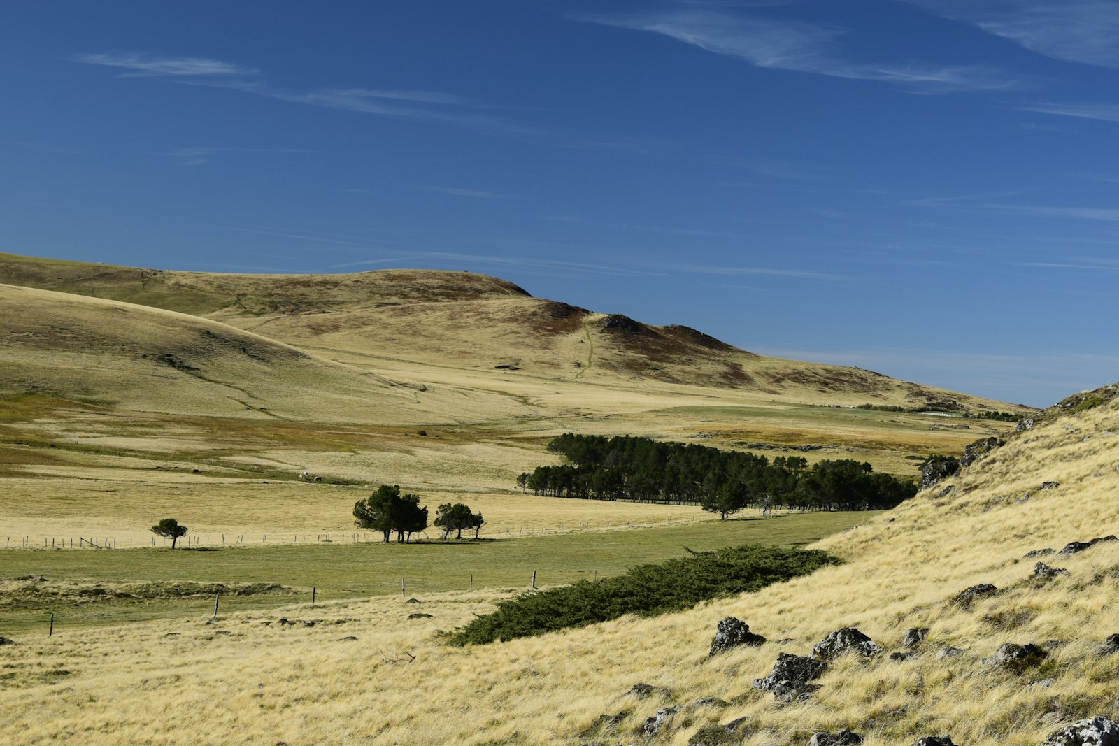Paysage volcanique d'Auvergne avec puy au lever du jour